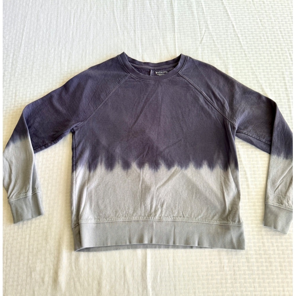 Athleta Dip Dye Sweatshirt Purple Grey Ombre Raglan Pullover Small RN 54023 - Picture 1 of 13